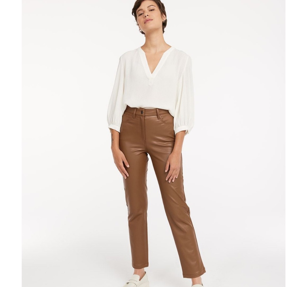 Reitmans Signature Faux Leather Brown Pants